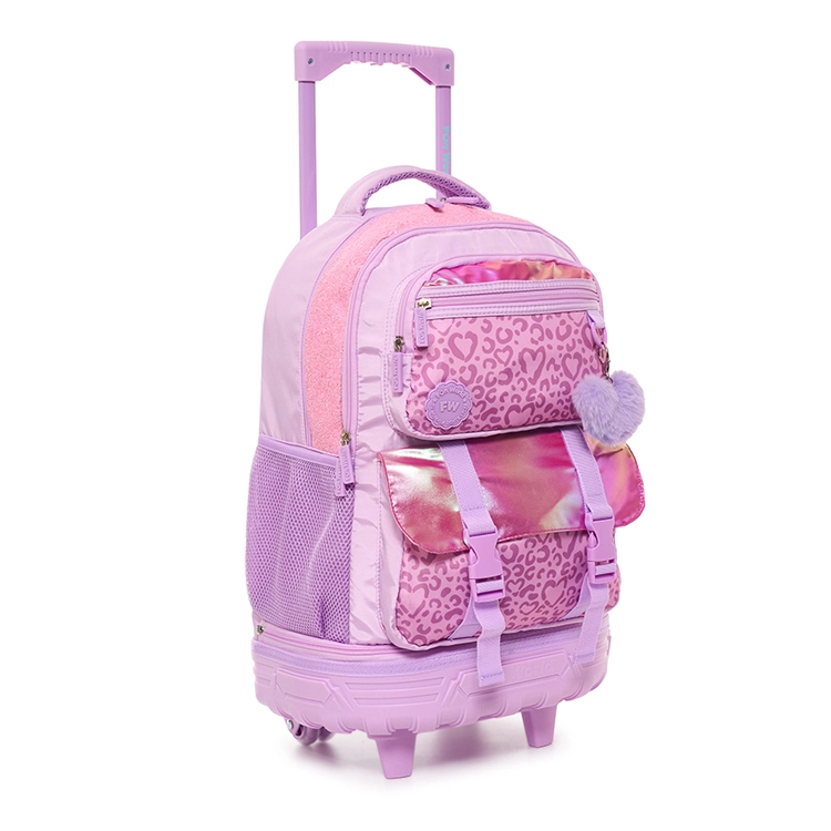 Mochila Escolar FW 2026 Fun World Chic 18" con Carro Desmontable Rosa-Lila Art.202149